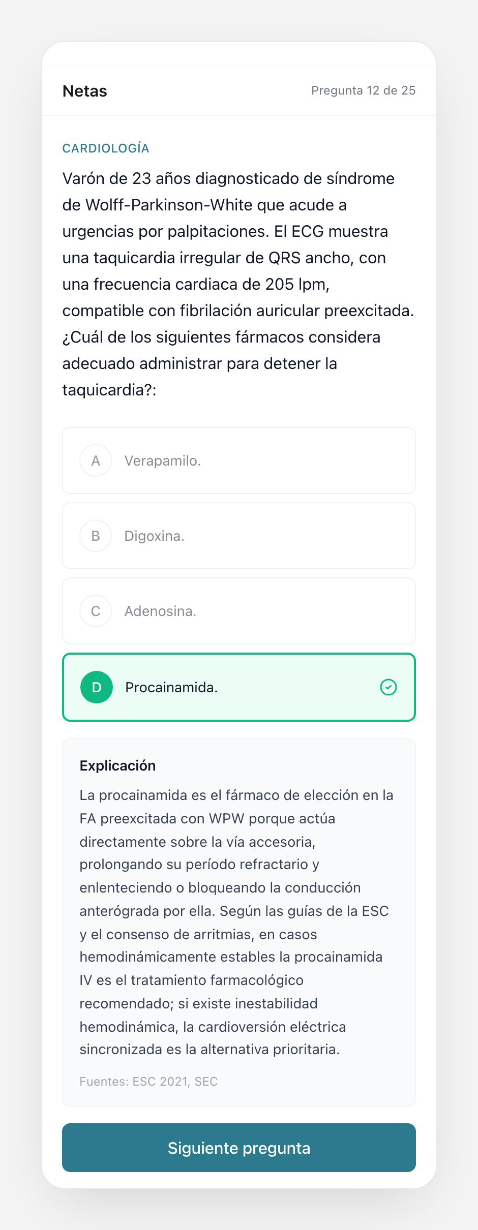 Pantalla de pregunta respondida en Netas